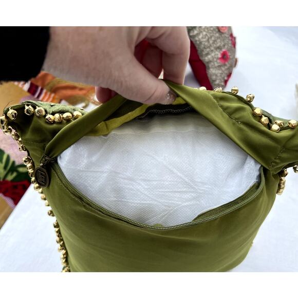 Festive Pillow Lot 2 Crate & Barrel Pier 1 Beaded Jingle Bells Removable Covers - Picture 16 of 16